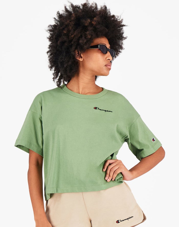 Champion T-Shirt Dames - Groen - Back Sunrise Print ( 801537-SFW )